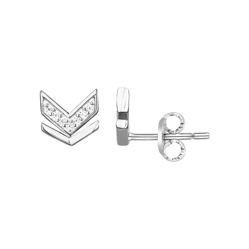 Boucles d'oreilles puces en Argent avec oxyde de zirconium blanc