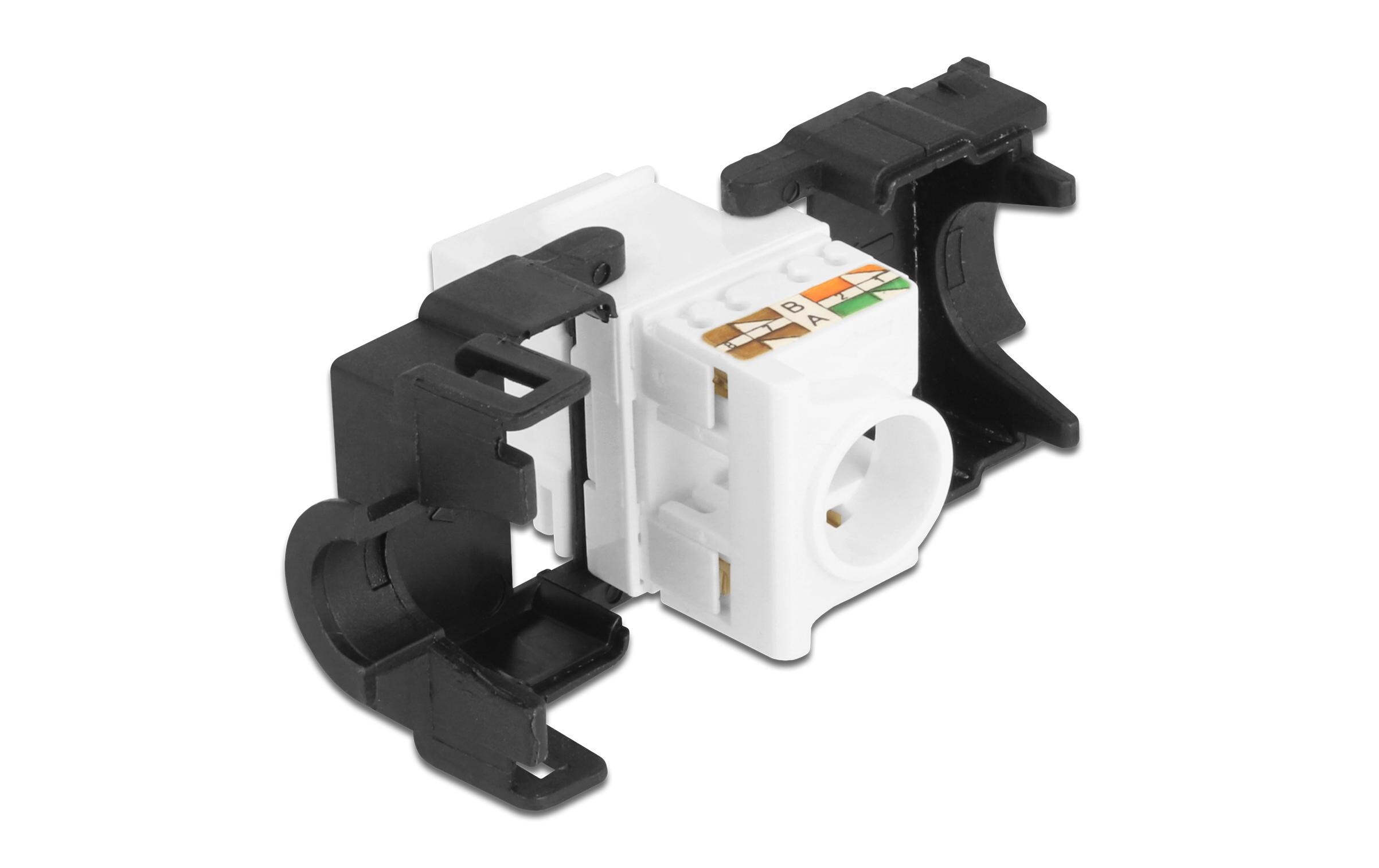 Keystone-Modul RJ45 - LSA, Cat.6A werkzeugfreiDelock Keystone Modul RJ45 Buchse zu LSA Cat.6A 180° werkzeugfrei
