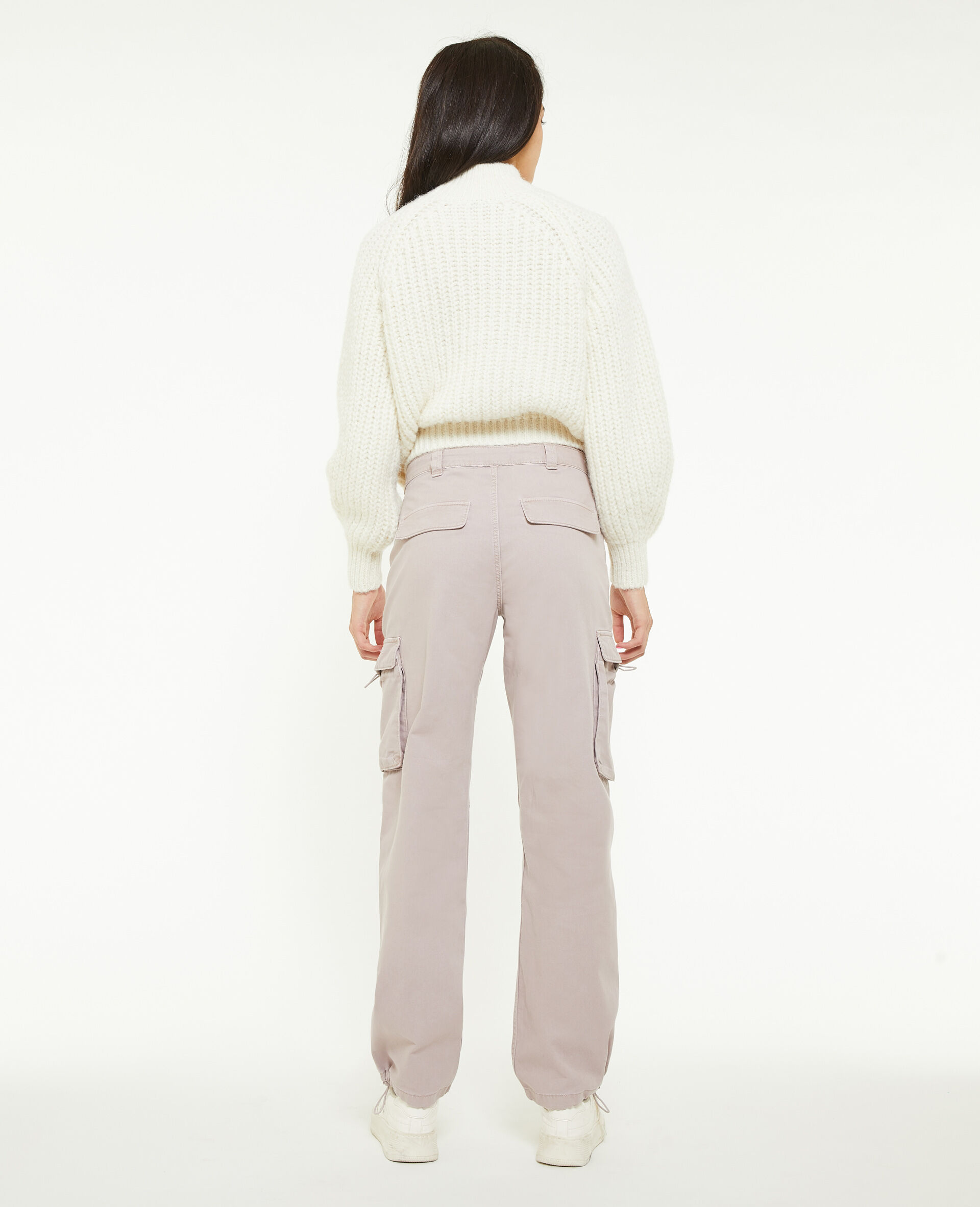 Pantalon cargo taille basse - Lilas
