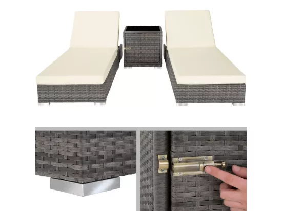 Bain de soleil duo grise 184 x 60 x 21 cm 2208050
