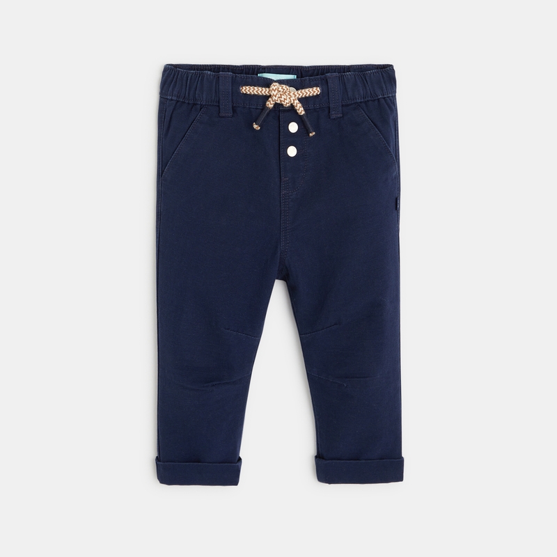 Pantalon regular coton fantaisie bleu bébé garçon