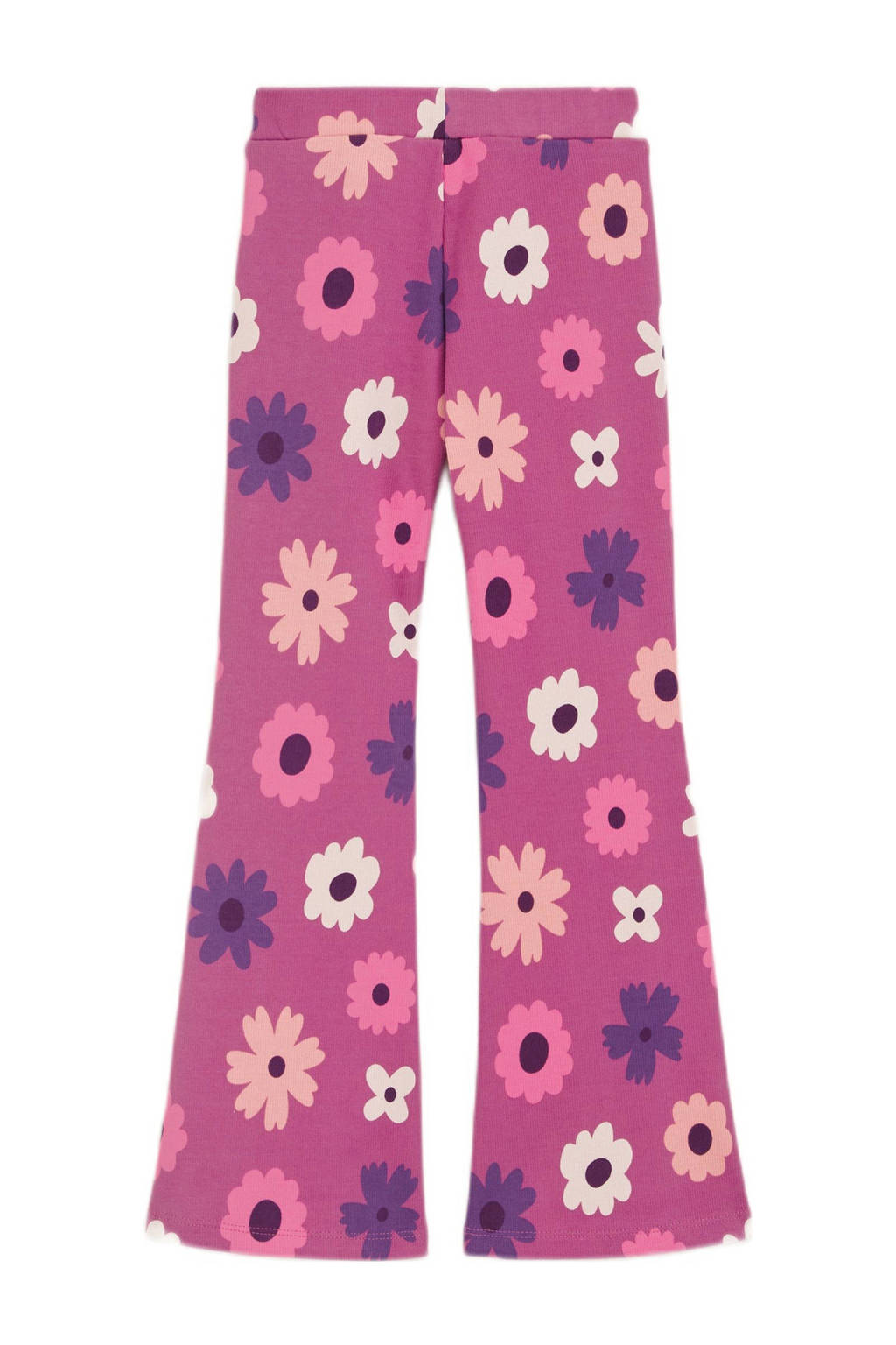 WE Fashion gebloemde broek roze/paars/ecru