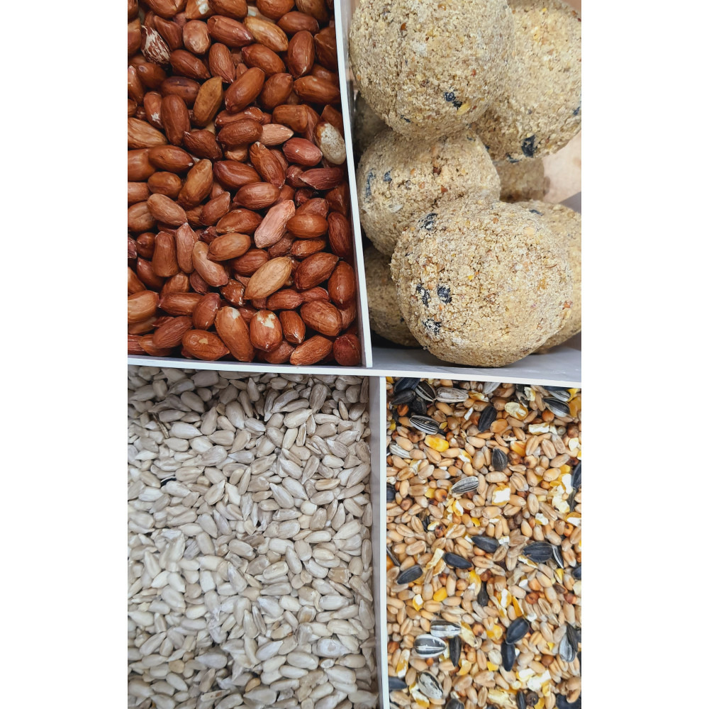 Seau mix premium 4 variétés dont boule de graisses 3 kg pour oiseaux