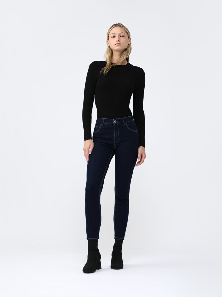 Calça jeans push-up - Azul marinho