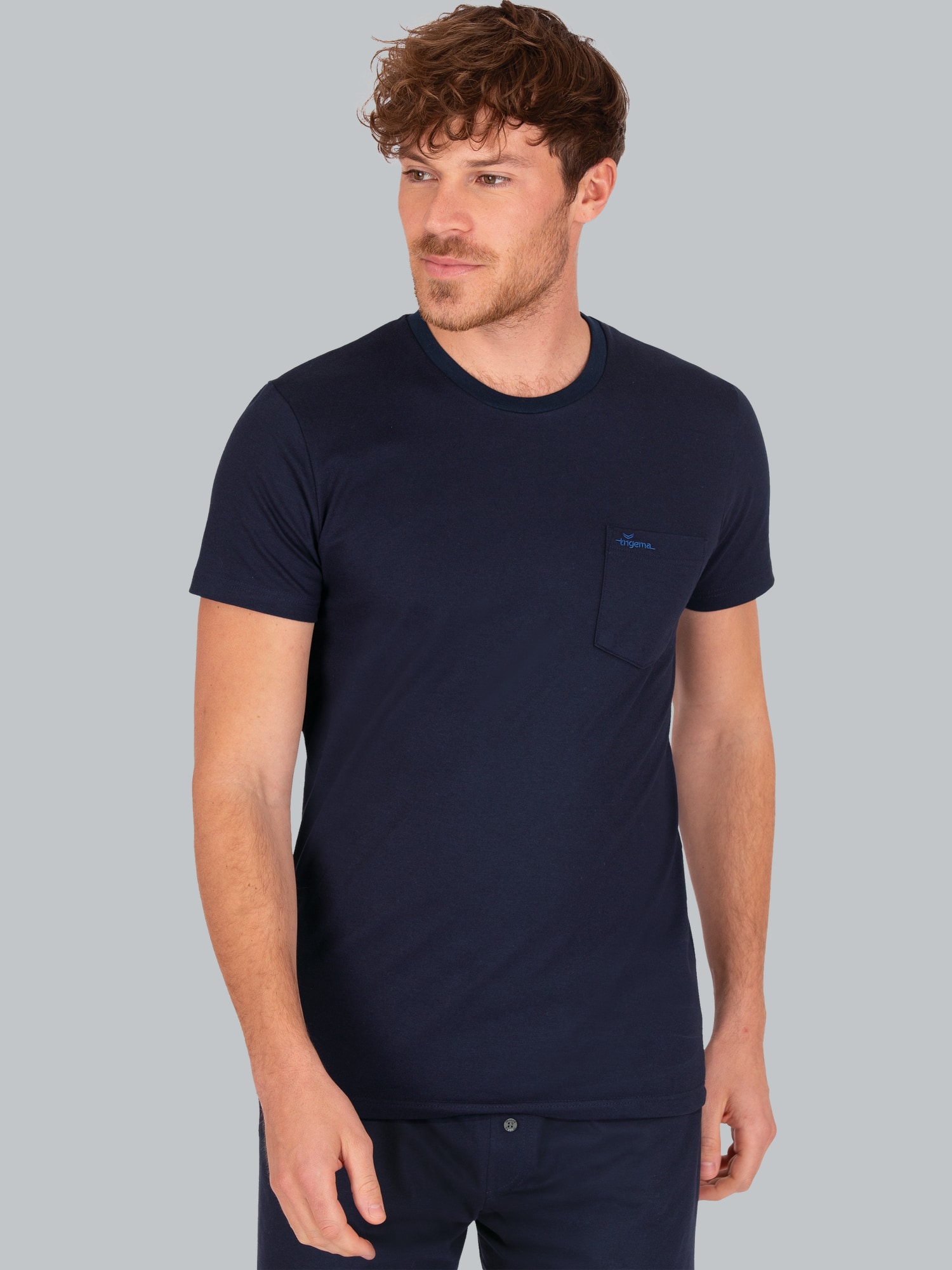 T-Shirt aus Biobaumwolle mit Brusttasche Navy-C2C