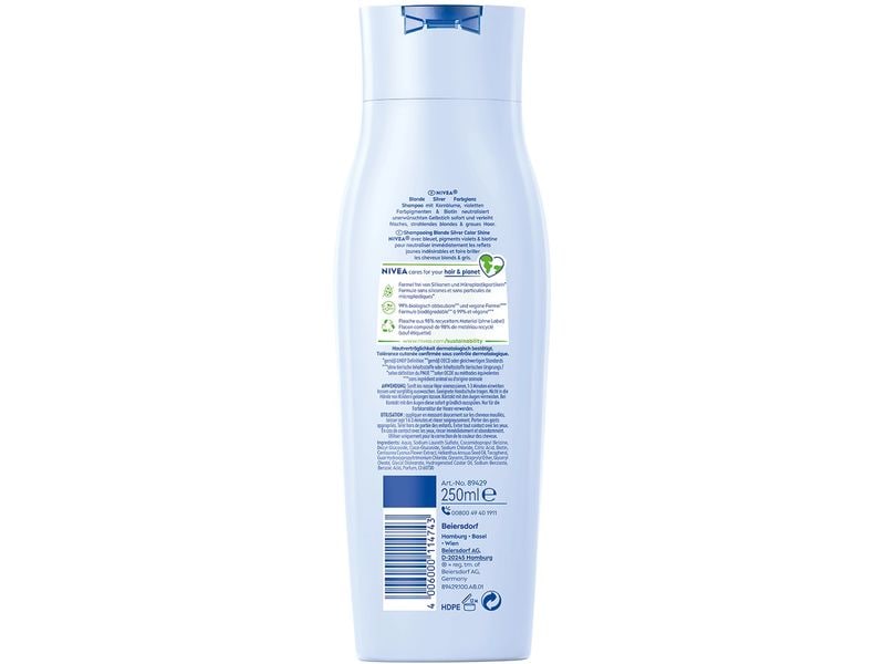 NIVEA Shampoo Blond Silver 250 ml Haarshampoo erfrischt und neutralisiert unerwünschte Gelbstiche sofort