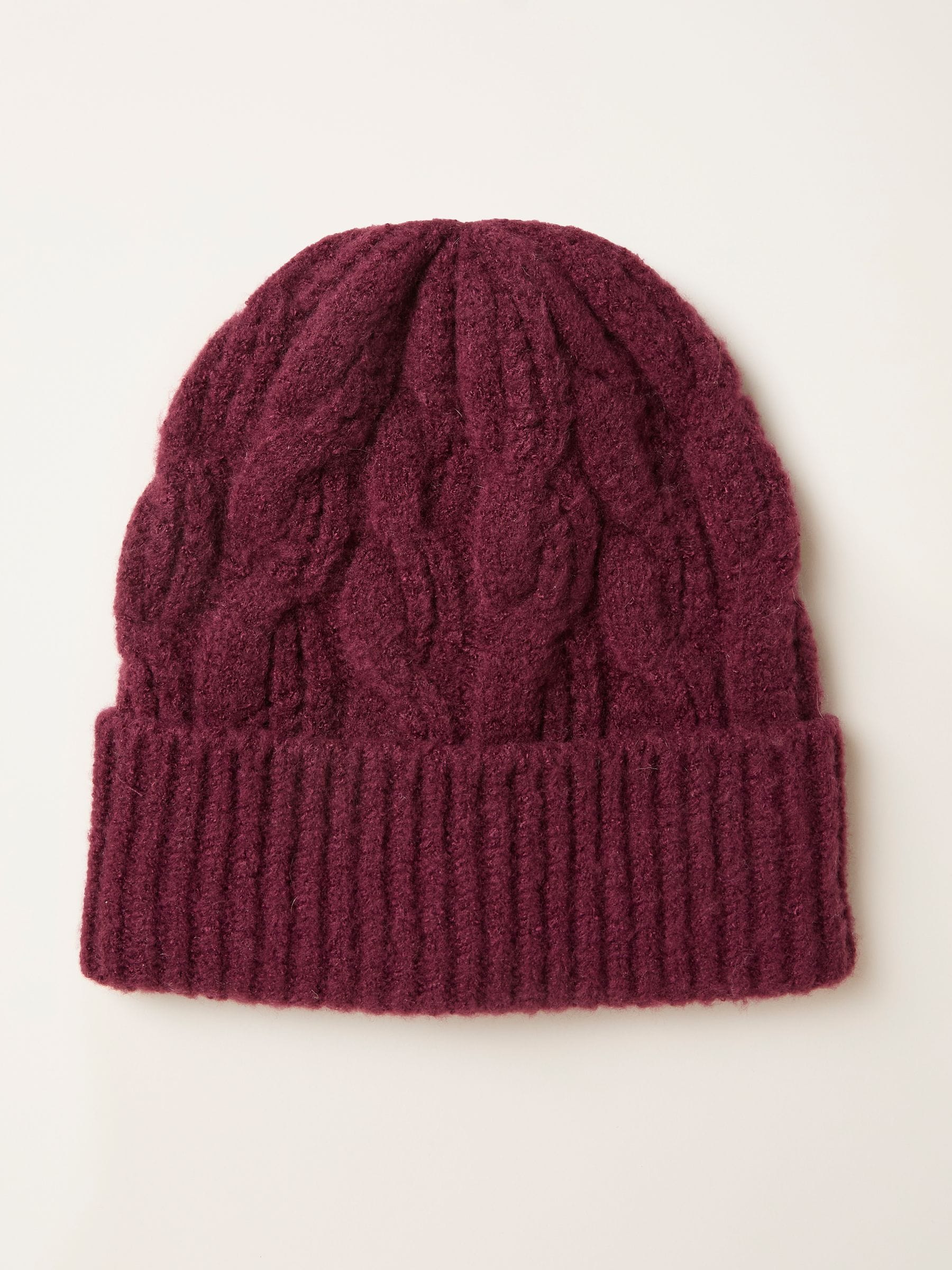 Bordeauxrood - FatFace Cable Beanie