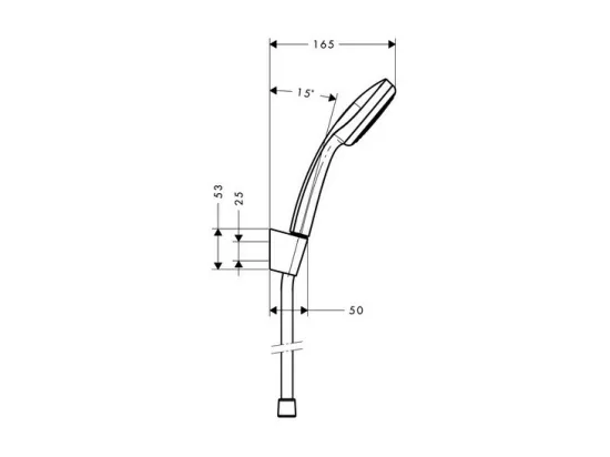 Ensemble support mural et douchette 1jet avec flexible de douche 125 cm chromé Hansgrohe Croma 100