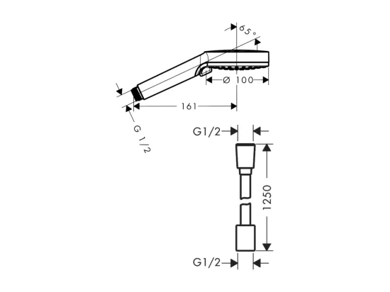 Pommeau de douche HANSGROHE Vernis Blend 100 EcoSmart Vario chromé + flexible de douche HANSGROHE Designflex 125 cm chromé