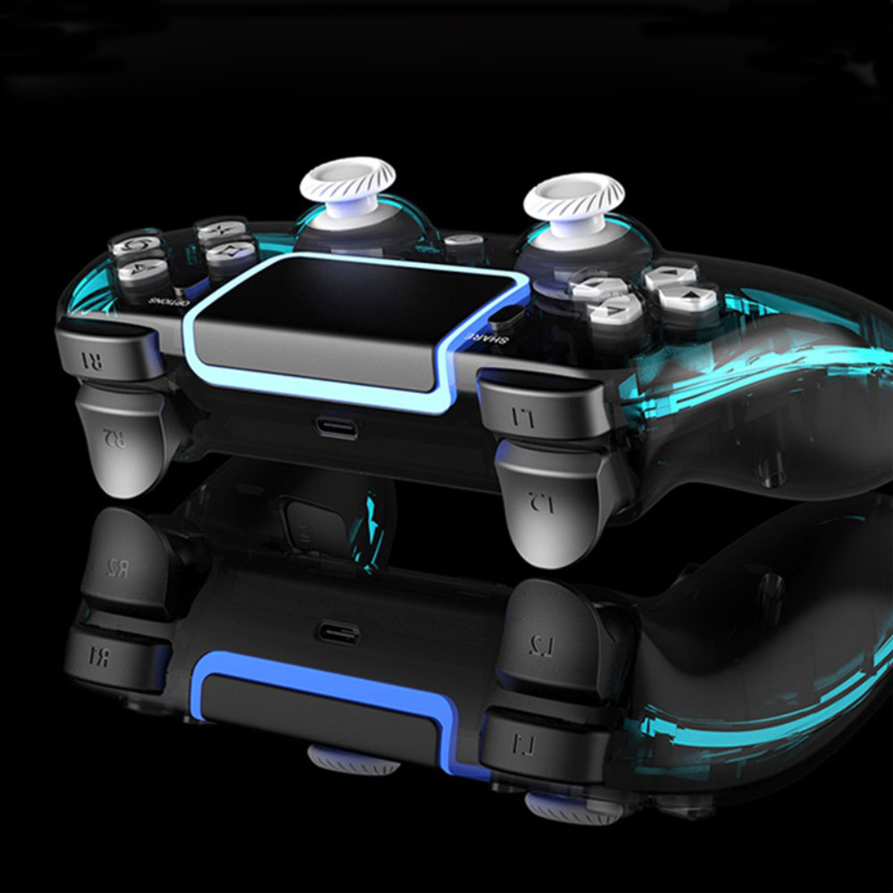 Sony PlayStation PS4 / Smartphone / PC Wireless Bluetooth Game Controller mit 3.5mm Klinke und RGB LED (iOS/Android) - Schwarz