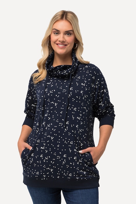 Sweatshirt, Pünktchen, Stehkragen, Taschen, Langarm