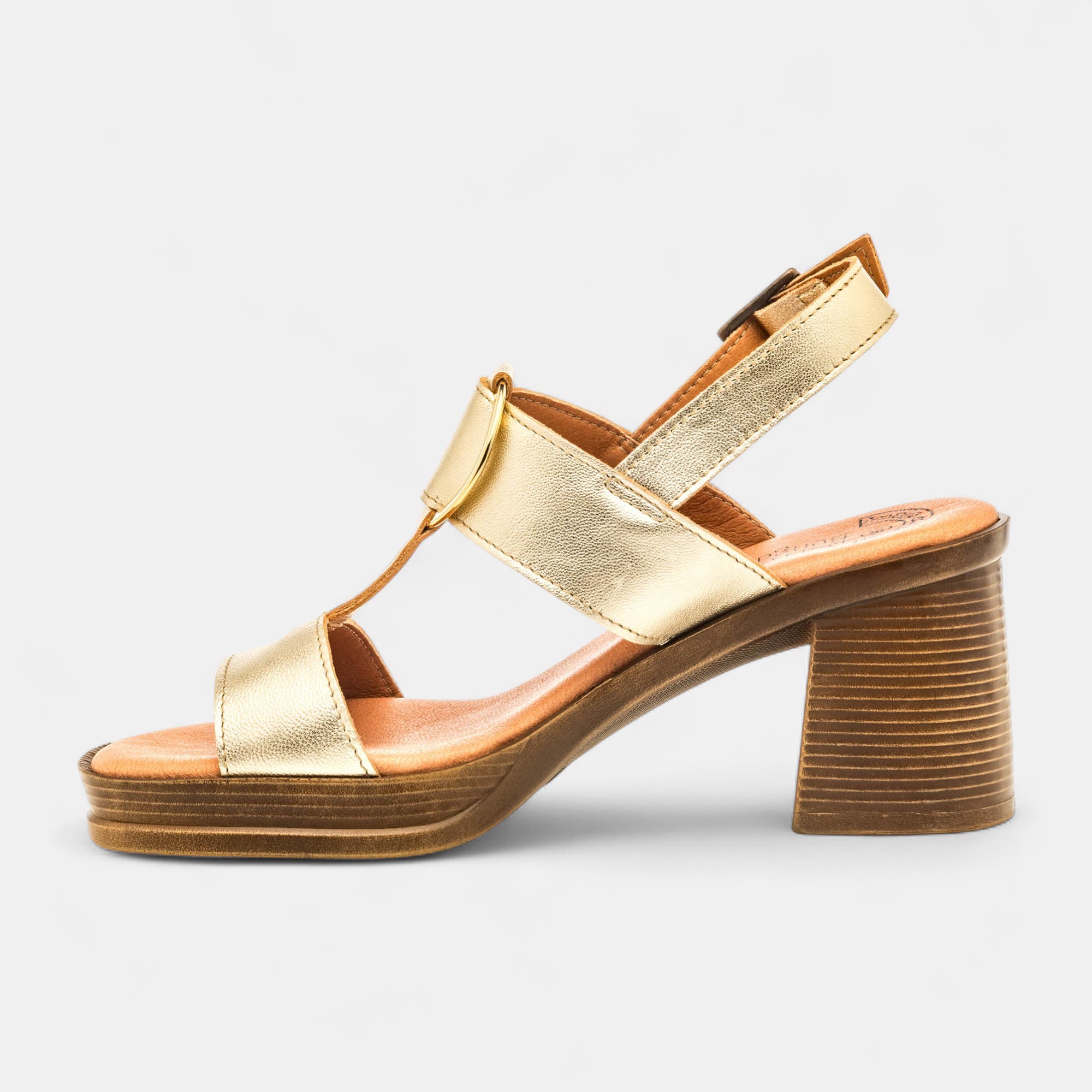 Nu-pieds à talon Femme en cuir or