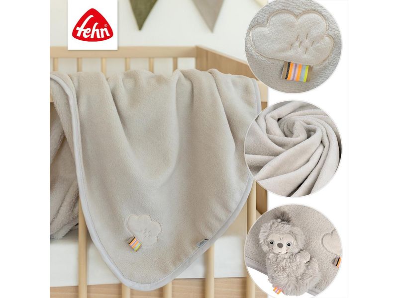 fehn Geschenkset Kuscheldecke Faultier Kuschelige Schmusedecke für Babys und Kleinkinder