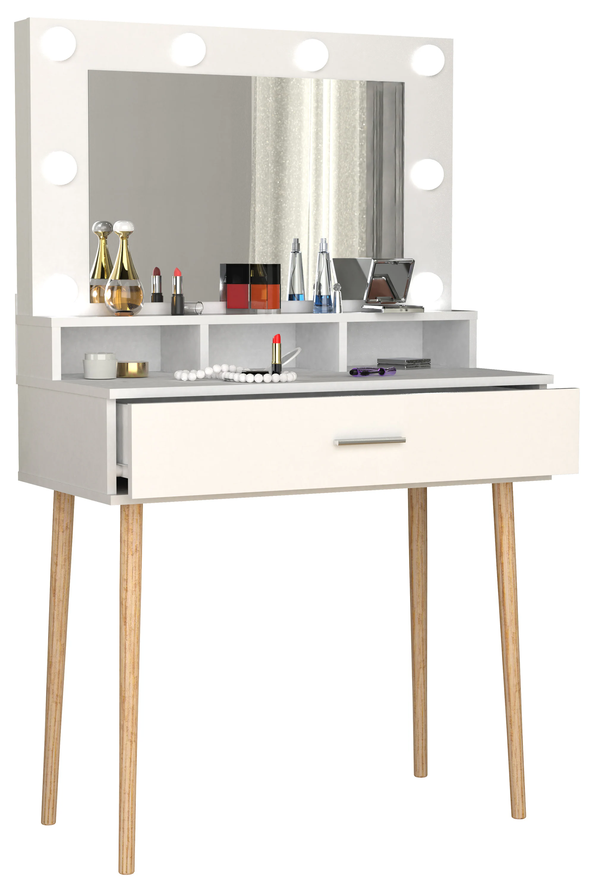 VCM Schminktisch Frisiertisch Schminkschrank Spiegel Lindas