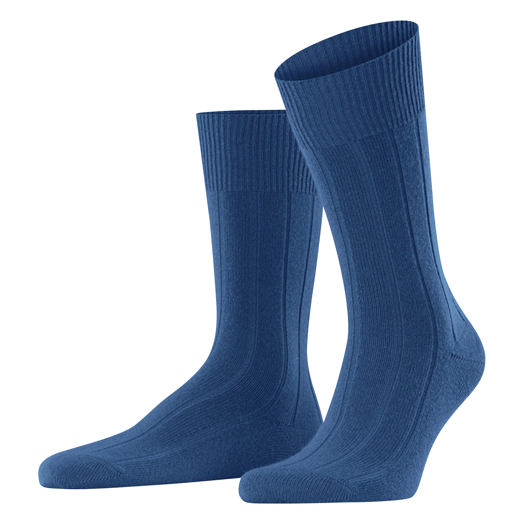LHASA RIB - Chaussettes côtelées en laine et cachemire | Bleu