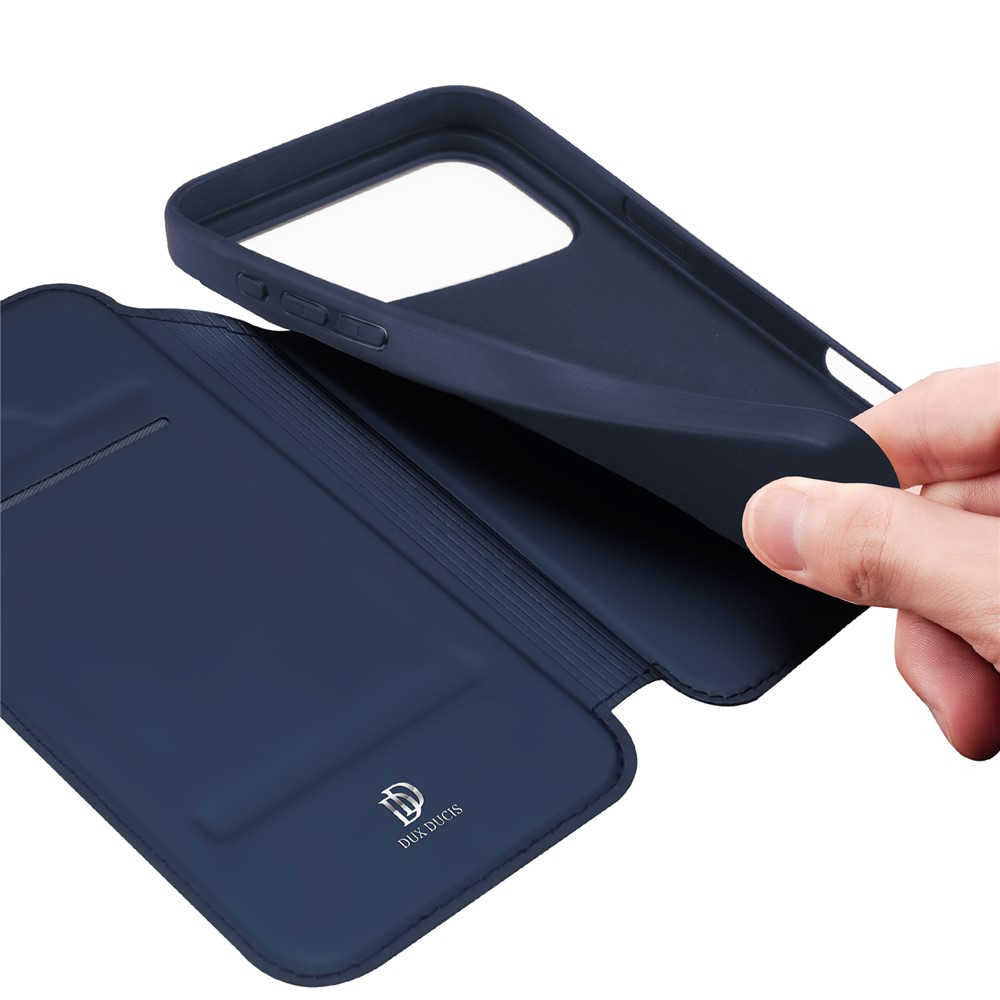 iPhone 17 Pro Flip Wallet Cover Leder Tasche - Blau