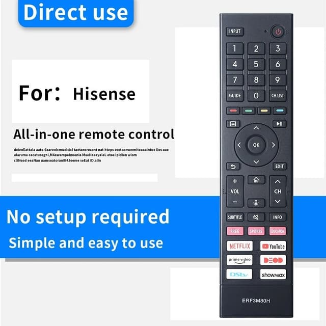 TV fjernbetjening Erstatning for ERF3M80H Til Hisense TV