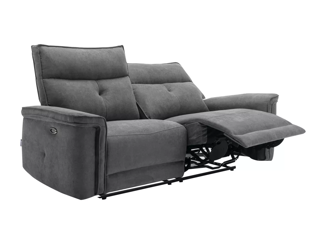 Canapé 3 places relax électrique en tissu anthracite BENJAMIN