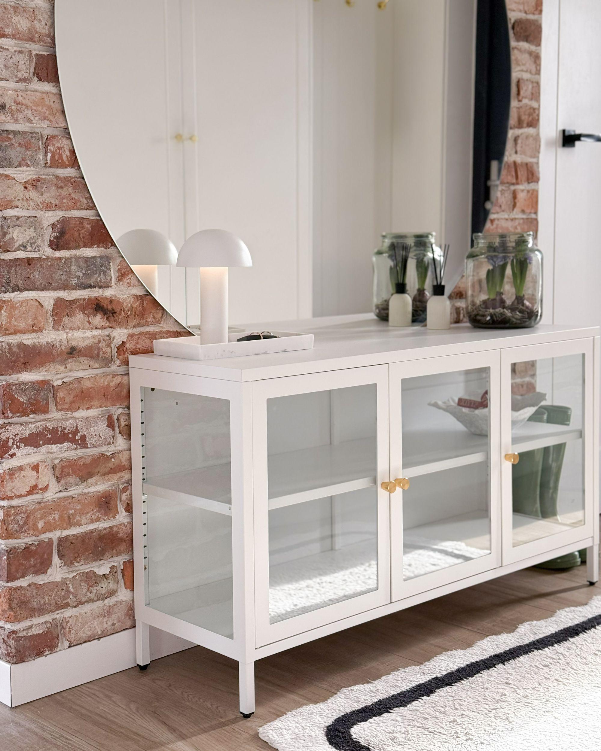 Dressoir met glazen deuren LED NEWPORT Metaal 115 cm Wit