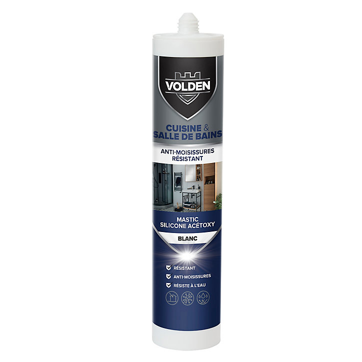 Mastic silicone cuisine et salle de bain Volden blanc 280ml