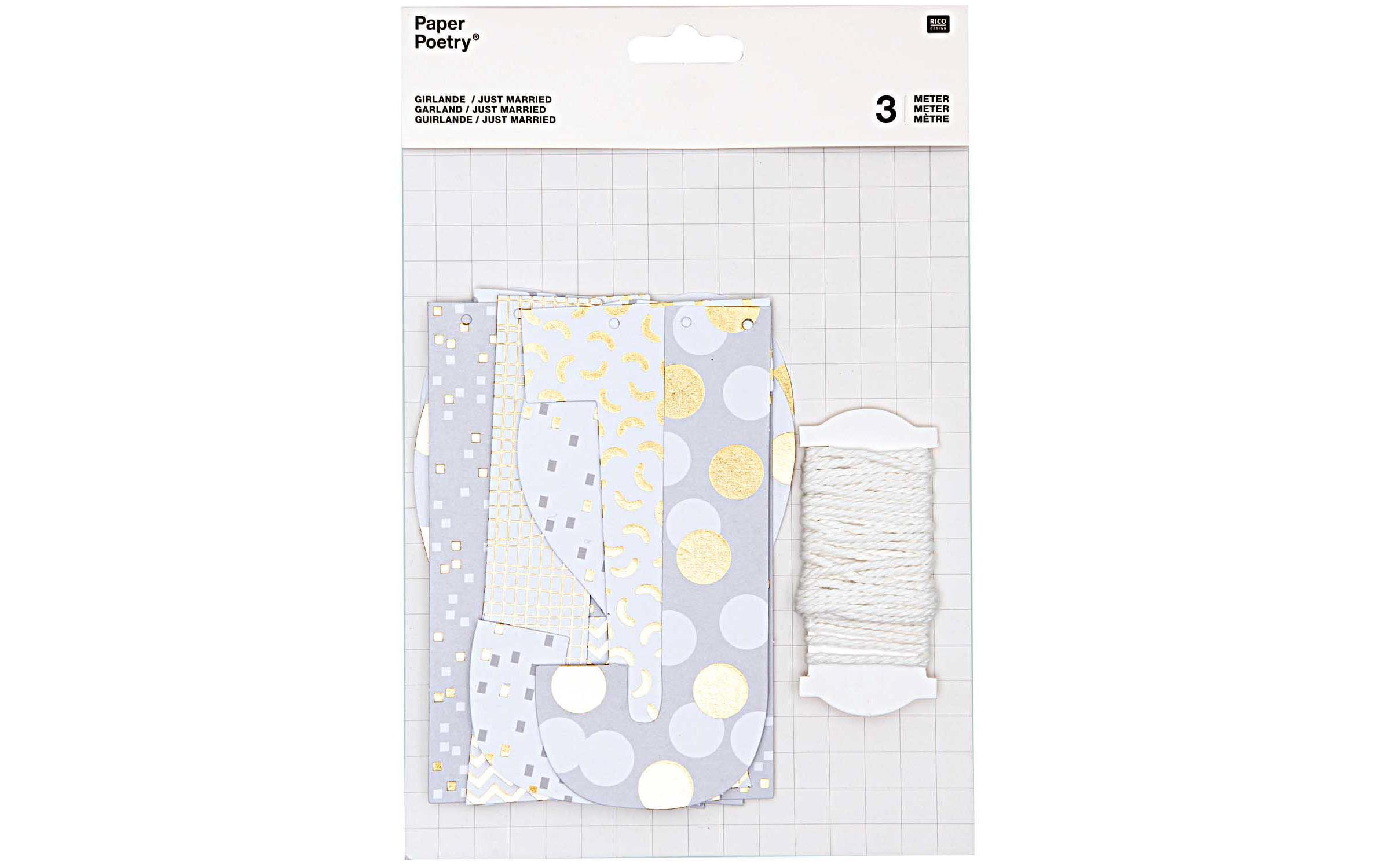Girlande Just Married 3 m, MehrfarbigKreativ mit Rico Design
