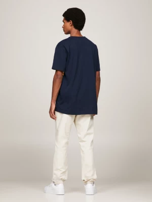 Camiseta de gola redonda com blocos de cores