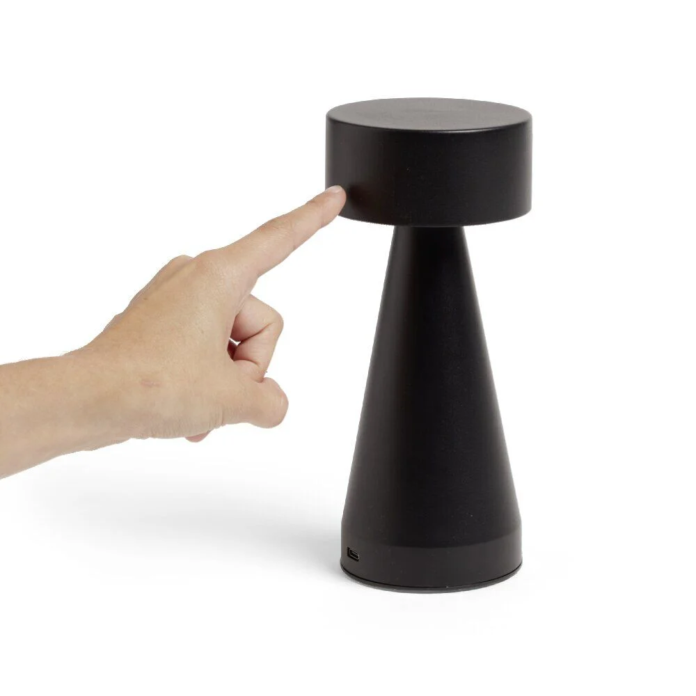 Lampe de table Squari USB tactile noire Ø9,5xH22,5cm