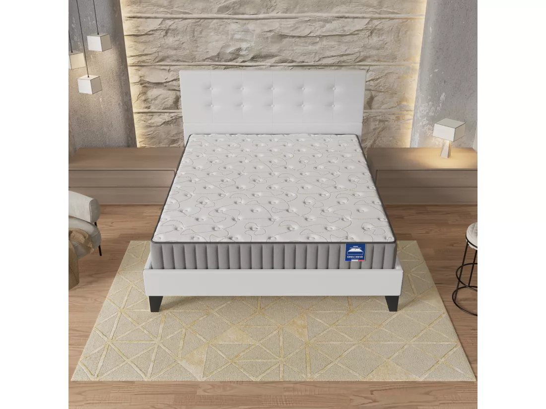 Ensemble Matelas + Lit Avec Tête De Lit 120x190 Cm, Orionis 16cm D’épaisseur À Mémoire De Forme