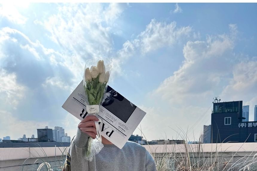 SeoulPop - Sweatshirt met lange mouwen en losse pasvorm en gebreide patch