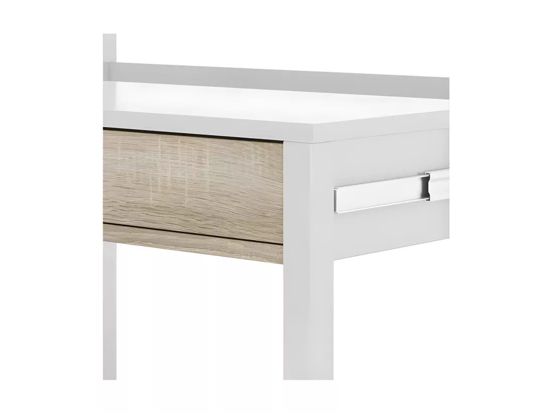 Console bureau extensible Blanc/Chêne clair - NIAL - L 99 x l 36 x H 88 cm