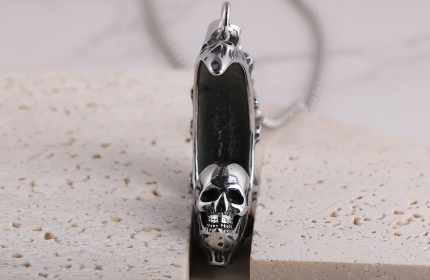 Prushia - Hanger / ketting / set van roestvrij staal met schedel en halve maan