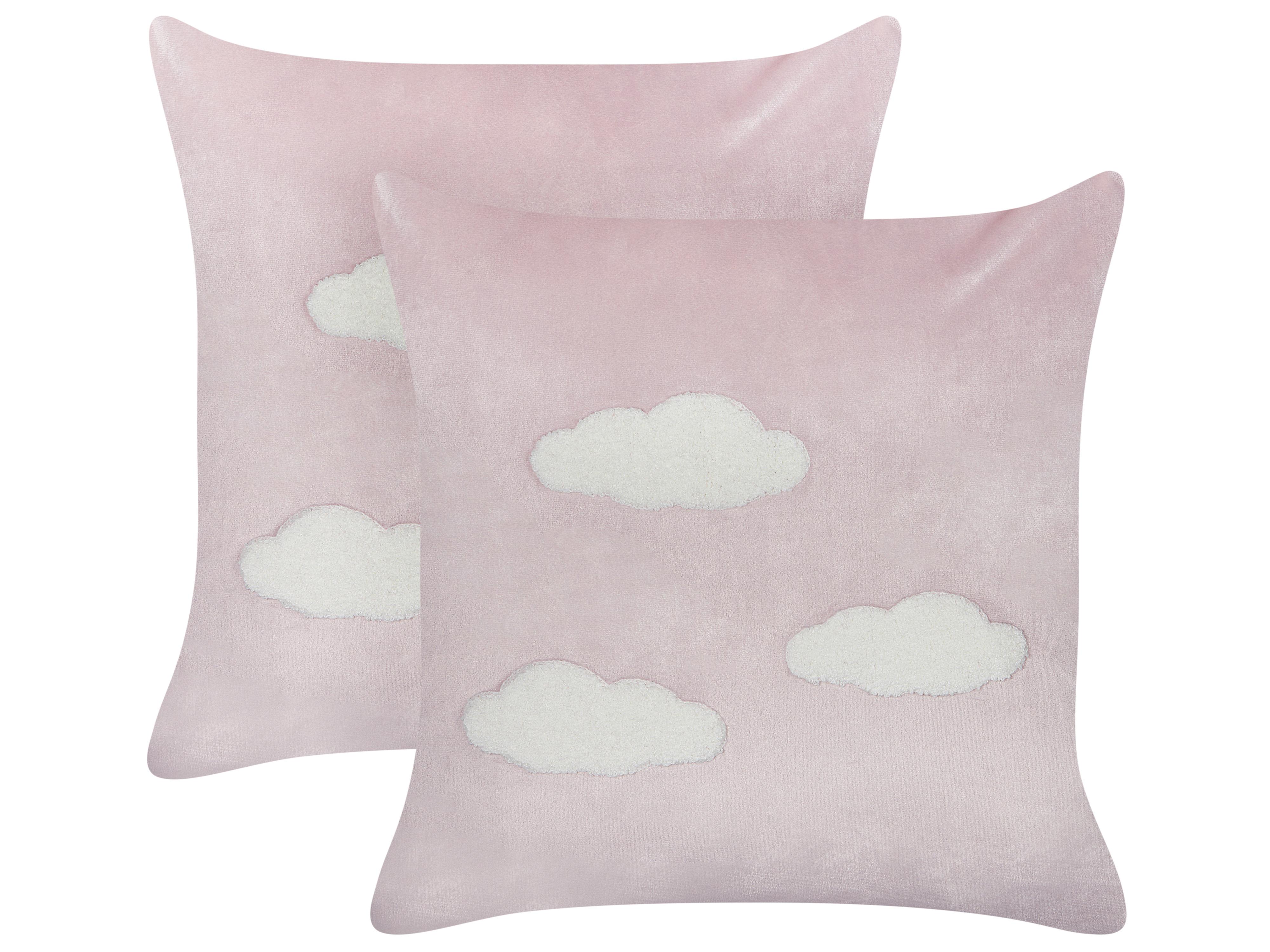 Set van 2 sierkussens IPOMEA Fluweel 45 x 45 cm Roze