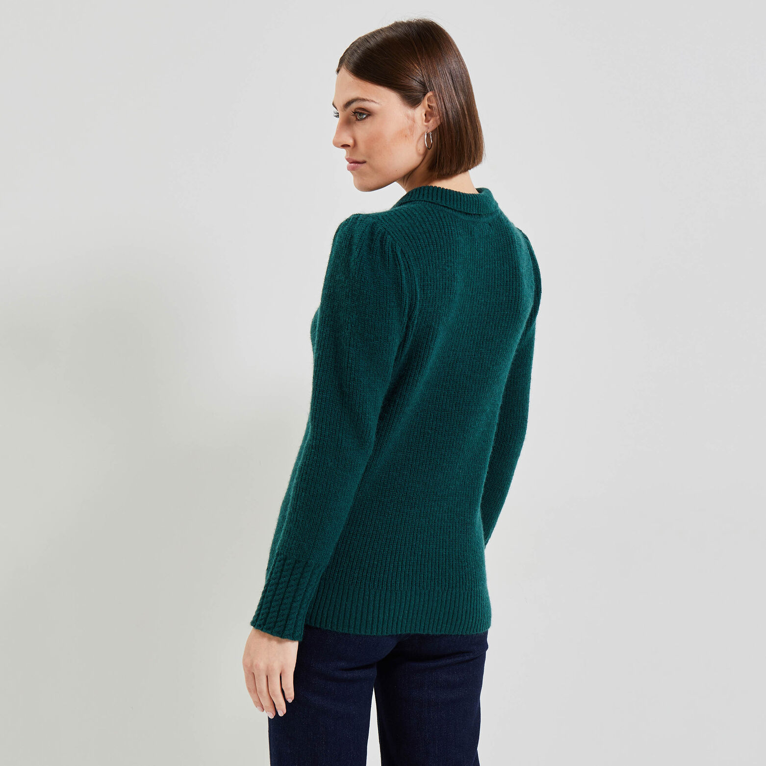 Pull col polo femme
