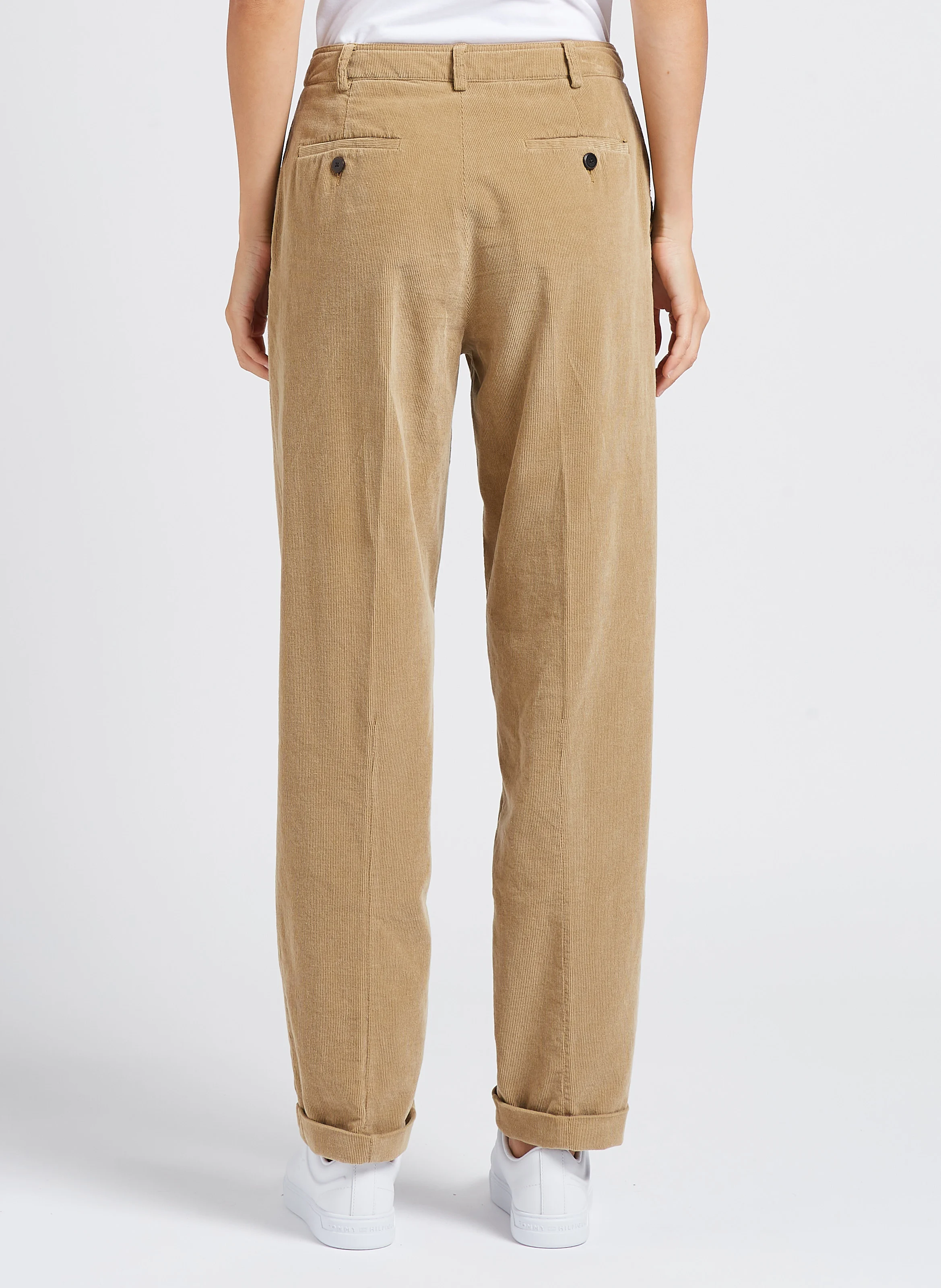 Pantalon carotte en coton de velours côtelé| Marron