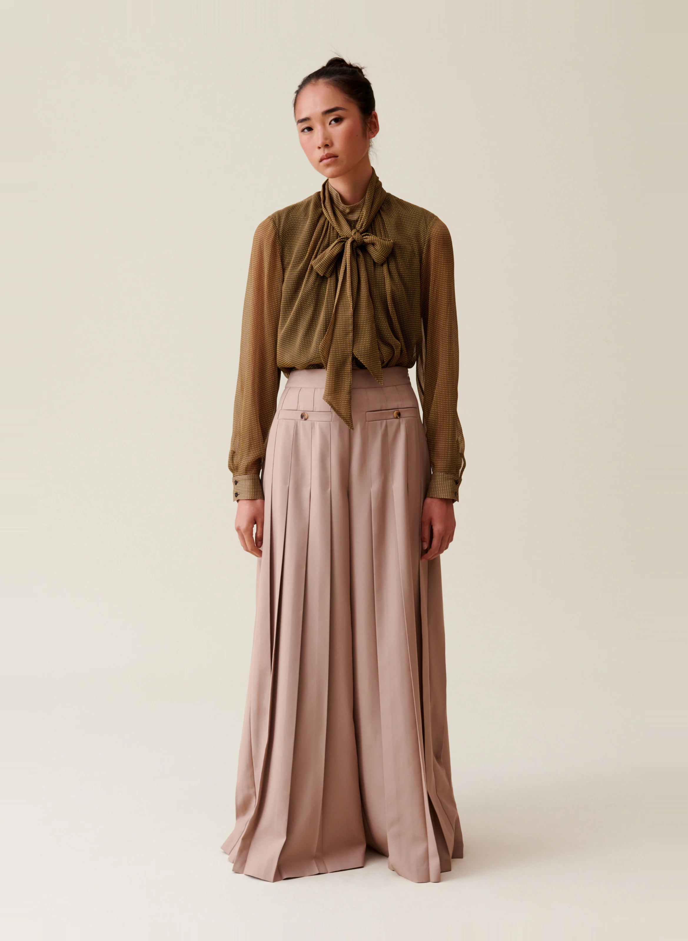 Blouse à col lavallière | Jaune