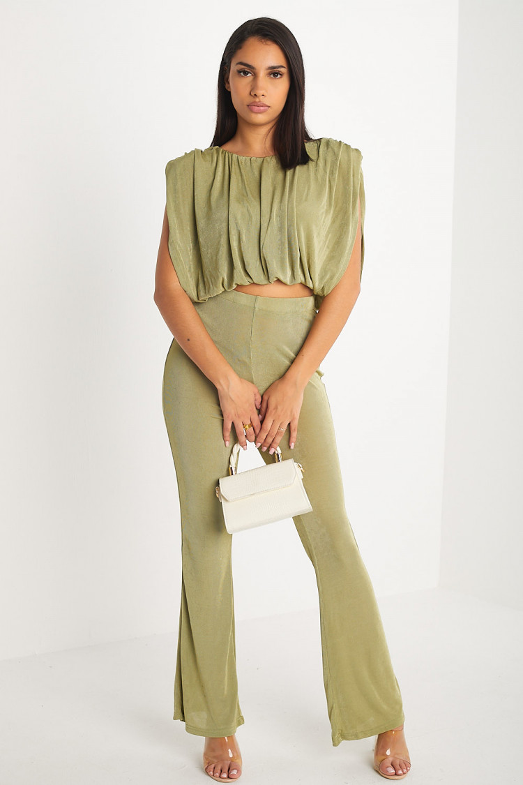 Ensemble 2 pièces top + pantalon kaki