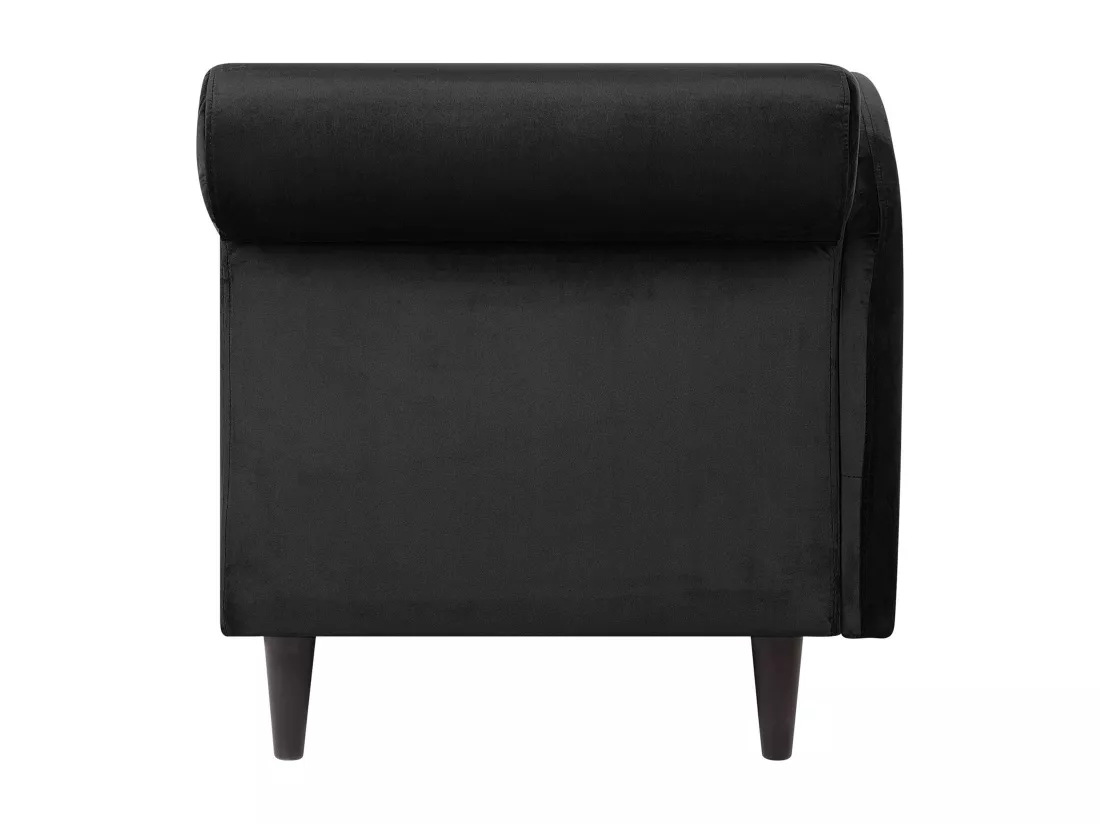 Chaise longue côté droit en velours noir LUIRO