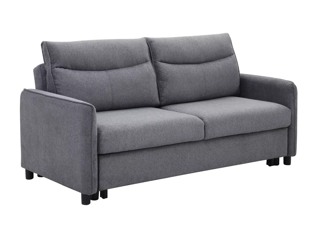 Canapé 3 places convertible en tissu gris IPANEDA