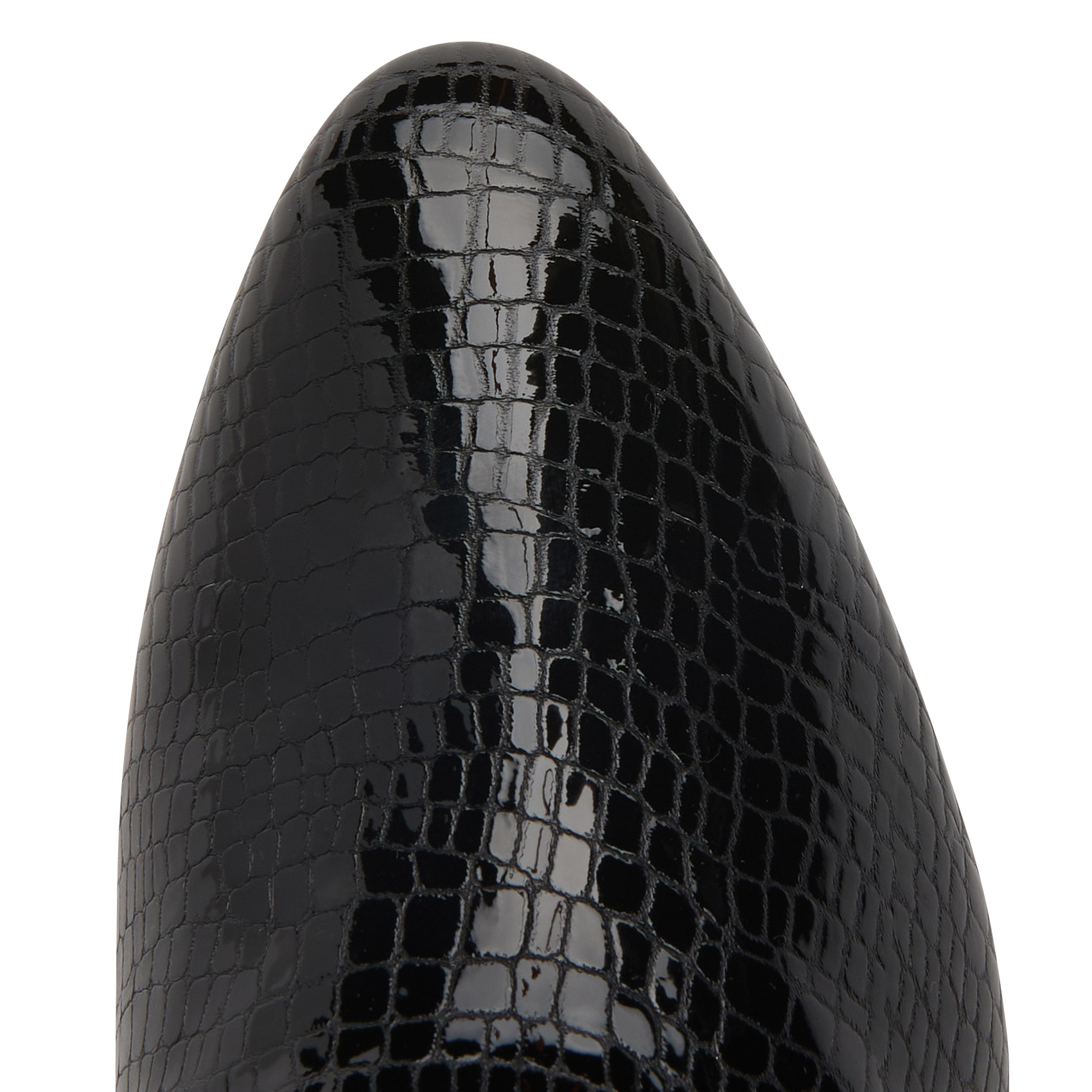 CELESTE 65 - Botte à talon en cuir serpent verni | Noir