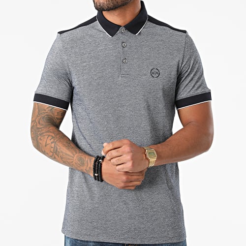 Polo Manches Courtes 8NZF76-Z8M5Z Bleu Marine Chiné