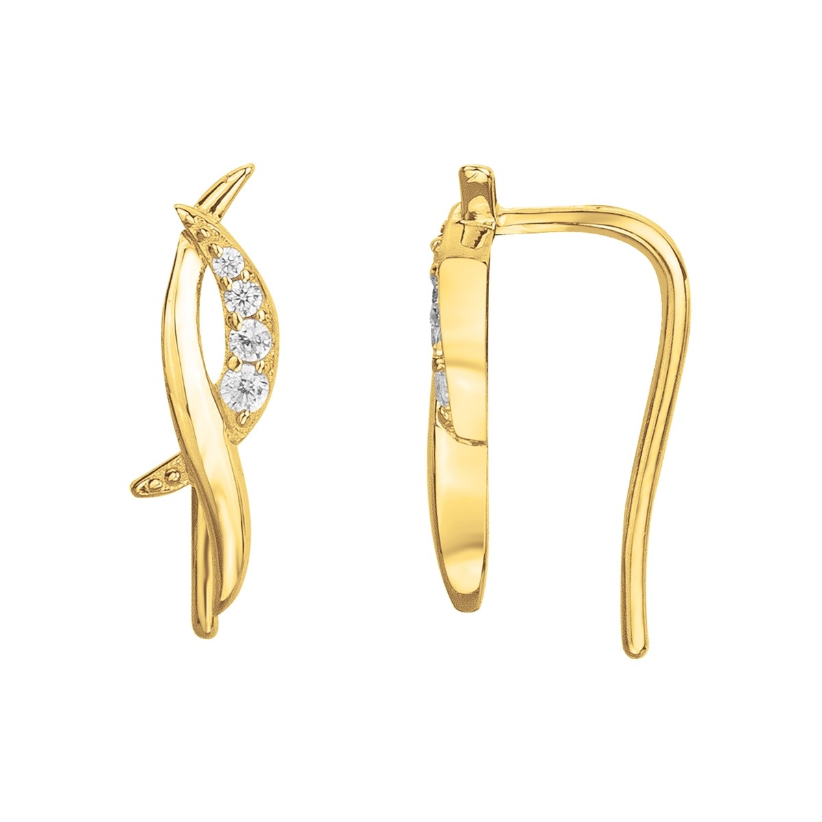 Boucles d'oreilles earcuff en Plaqué Or avec oxyde de zirconium blanc