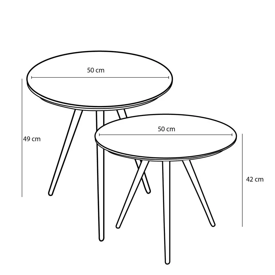 Mica Decorations Jailey Bijzettafel - Set van 2 - H49 x Ø50 cm