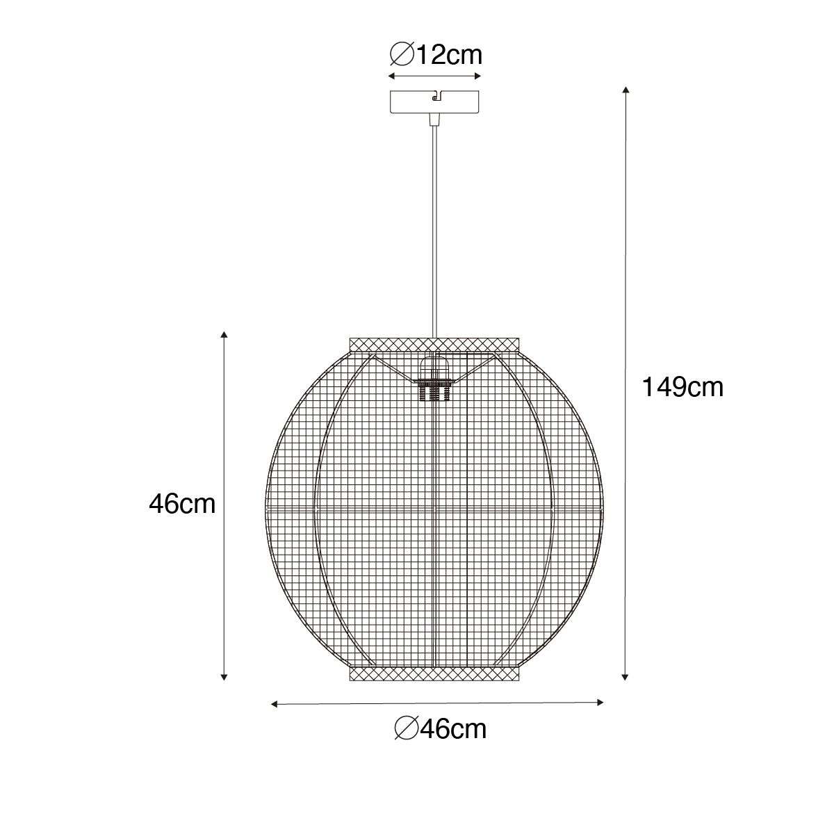 Oosterse hanglamp naturel stof 46 cm - Rob