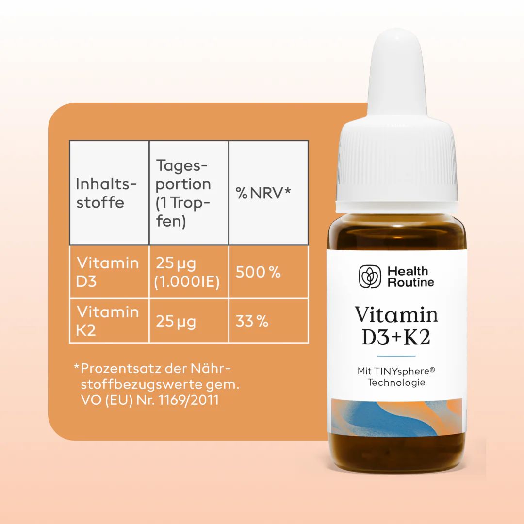 Health Routine Vitamin D3+K2 / 1.000 I.E. pro Topfen