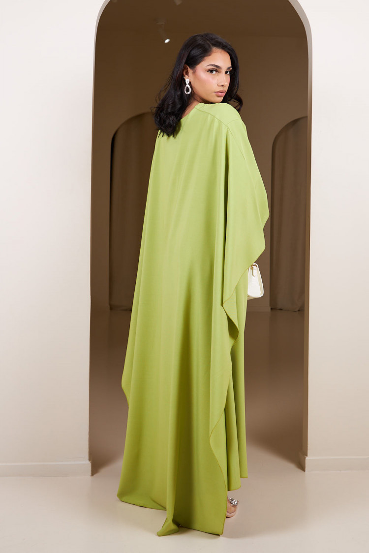 Robe vert clair ample à manches chauves-souris ceinturée