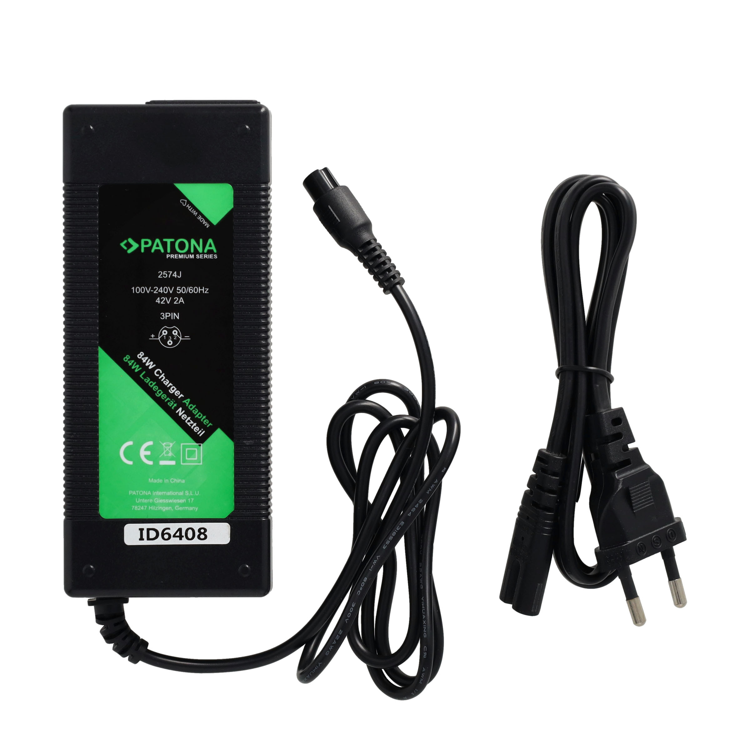 (84W) Premium Adapter für 36V E-Scooter und Hoverboards Ladegerät Netzteil (2574) - Schwarz