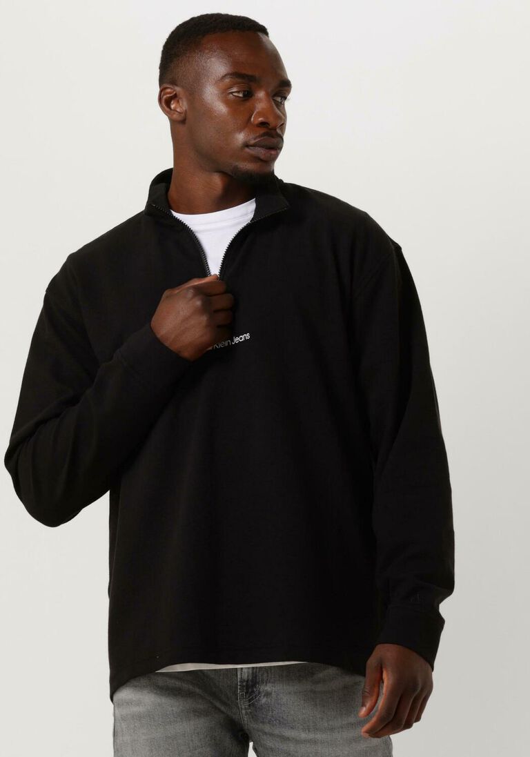 CALVIN KLEIN zwarte calvin klein sweater instit half zip ottoman tee