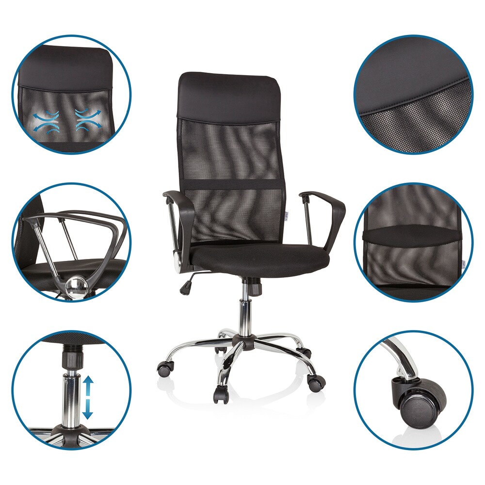 Home Office Chefsessel PURE NET Kunstleder/Netzstoff mit Armlehnen hjh OFFICE