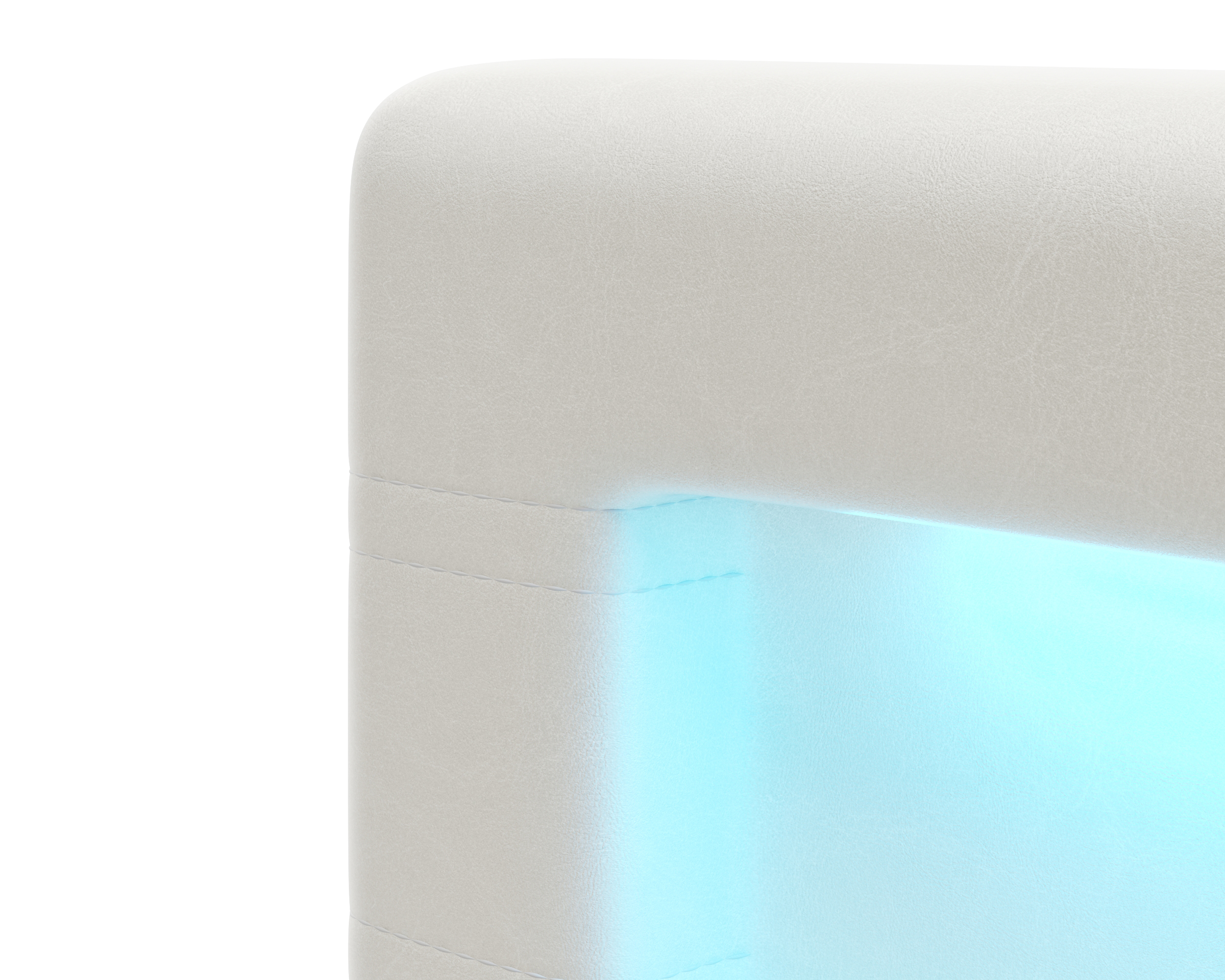 Lederbett LED TRANCE 180 x 200 cm weiss