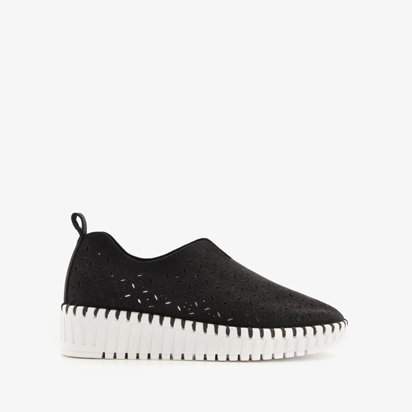 Hush Puppies dames instappers perforaties zwart